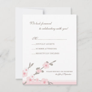 Stilvolle rosa Kirschblüten-RSVP-Antwortkarte RSVP Karte