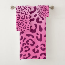 Stilvolle Rosa Leopard Print Badhandtuch Set