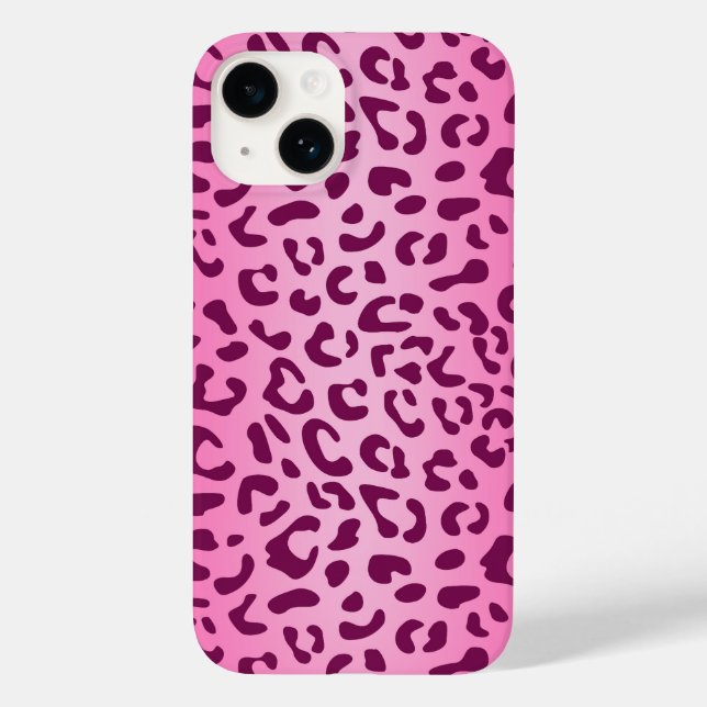 Stilvolle Rosa Leopard Print Case-Mate iPhone 14 Hülle (Rückseite)