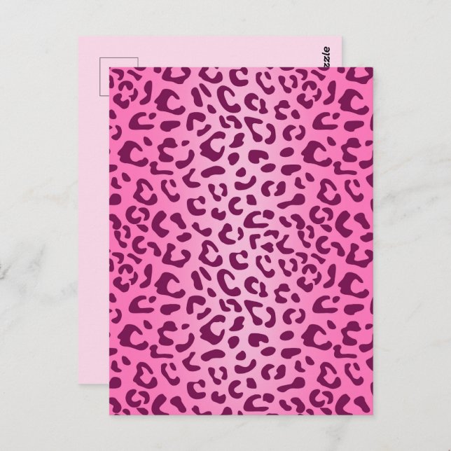 Stilvolle Rosa Leopard Print Postkarte (Vorne/Hinten)