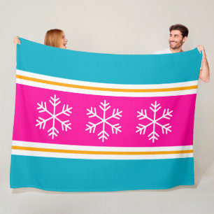 Stilvolle rosa mittelblaue weiße Streifen Schneefl Fleecedecke