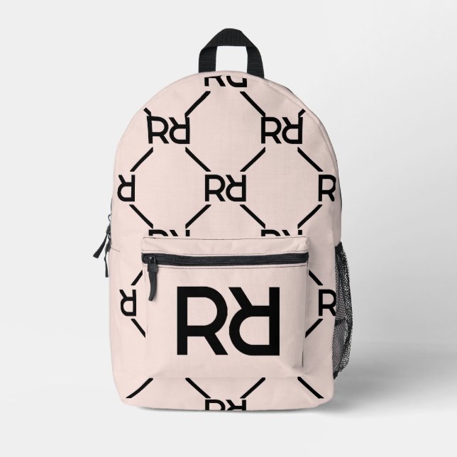 Stilvolle Rosa Monogram Girl's Back to School Bedruckter Rucksack (Vorderseite)