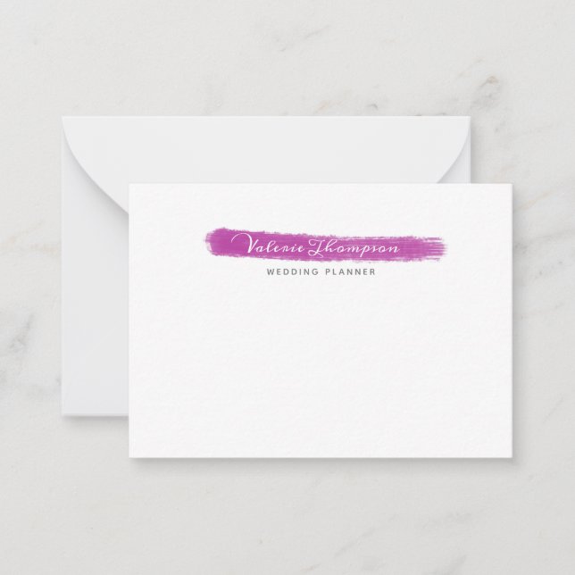 Stilvolle Rosa Pinselstriche Stroke Signature Mitteilungskarte (Vorderseite)