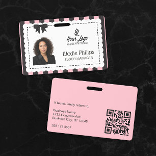 Stilvolle rosa schwarze Streifen, gewellte Ränder Ausweis