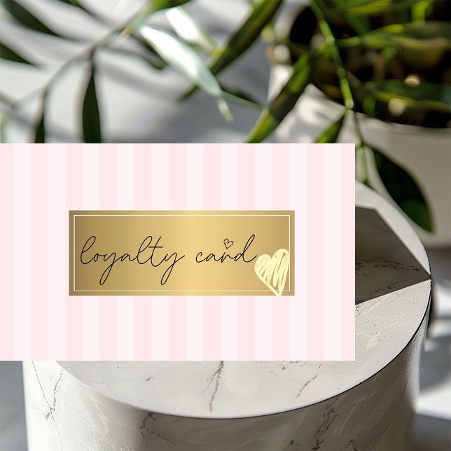 Stilvolle Rosa Streifen, Rahmen, Gold Herz Loyalit Treuekarte (Von Creator hochgeladen)