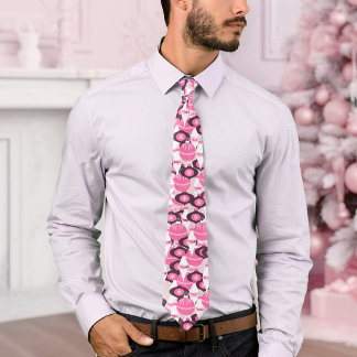 Stilvolle Rosa und schwarze Retro-Ornamente Weihna Krawatte