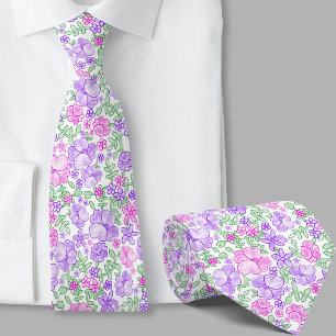 Stilvolle rosa und violette Blumenmuster Krawatte