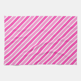 Stilvolle, rosa und weiße Weihnachtsstreifen Geschirrtuch