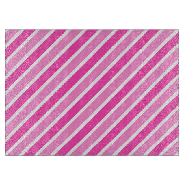 Stilvolle, rosa und weiße Weihnachtsstreifen Schneidebrett (Vorderseite)