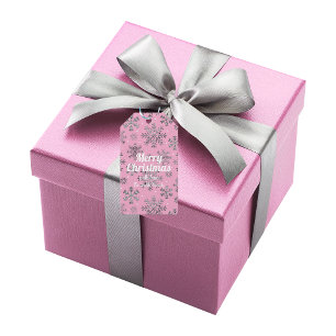 Stilvolle Rosa Weihnachten mit eleganten Schneeflo Geschenkanhänger