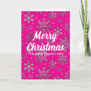 Stilvolle Rosa Weihnachtskarte mit eleganten Schne Karte