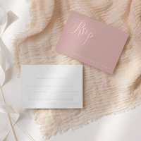 Stilvolle, rosafarbene RSVP-Karte für Hochzeitsmah