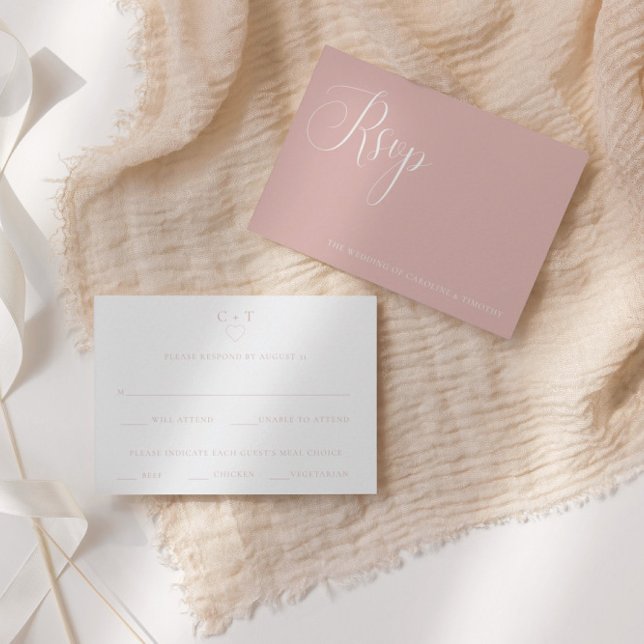 Stilvolle, rosafarbene RSVP-Karte für Hochzeitsmah Mitteilungskarte (Von Creator hochgeladen)