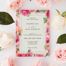 Stilvolle Rose Garden Gold Rahmen Hochzeit Einladu