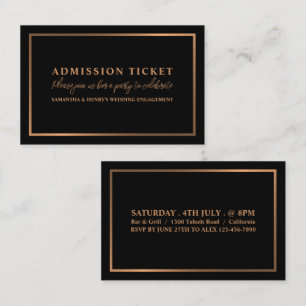 Stilvolle Rose Gold & Black, Eintrittskarte Visitenkarte