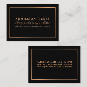 Stilvolle Rose Gold & Black, Eintrittskarte Visitenkarte