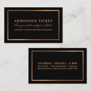 Stilvolle Rose Gold & Black, Eintrittskarte Visitenkarte