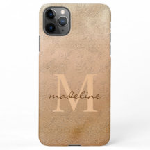 Stilvolle Rose Gold Botanical Offset Monogram