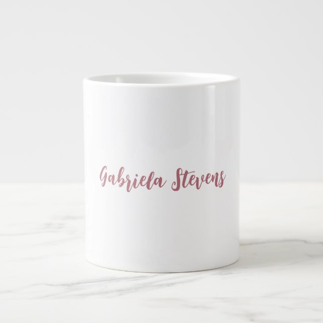 Stilvolle Rose Gold Calligrafy Name White Jumbo-Tasse (Vorderseite)