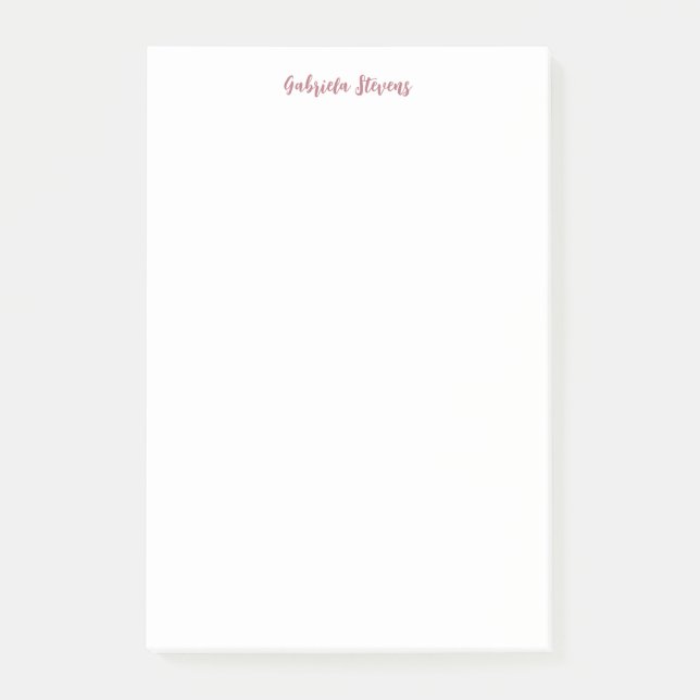 Stilvolle Rose Gold Calligrafy Name White Post-it Klebezettel (Vorderseite)