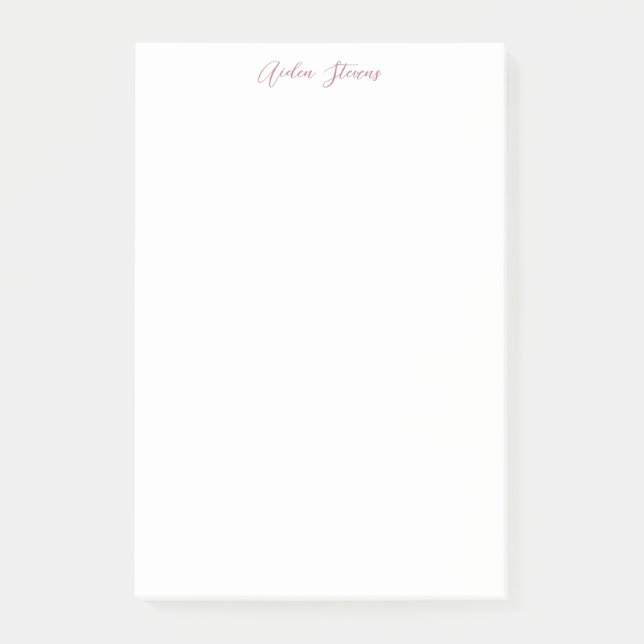 Stilvolle Rose Gold Calligrafy Name White Post-it Klebezettel (Vorderseite)