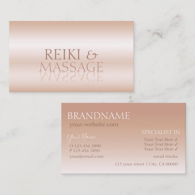 Stilvolle Rose Gold Chic Spiegelbriefe Beruflich Visitenkarte (Vorne/Hinten)
