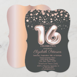 Stilvolle Rose Gold Dots Gray Sweet 16 Einladung