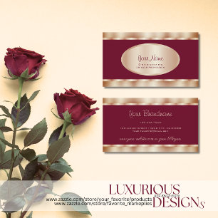 Stilvolle Rose Gold Effects und schicke Burgundy F Visitenkarte