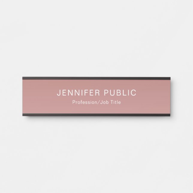 Stilvolle Rose Gold Elegante Moderne Vorlage Türschild (Vorderseite )
