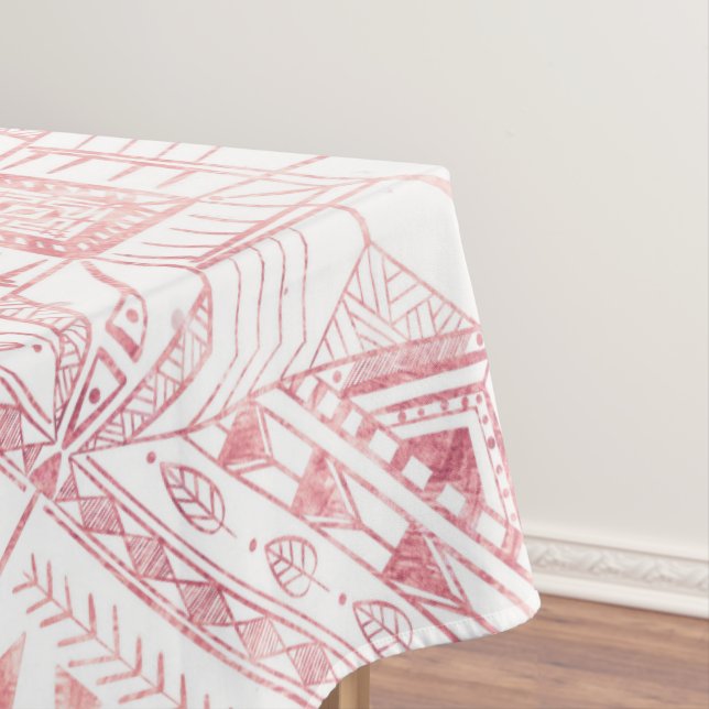 Stilvolle Rose Gold Geometric Tribal Aztec Muster Tischdecke (Beispiel)
