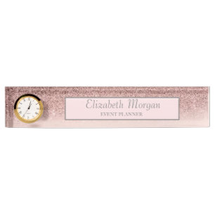 Stilvolle Rose Gold Glitzer Bokeh Ombre, Frame Namensplakette