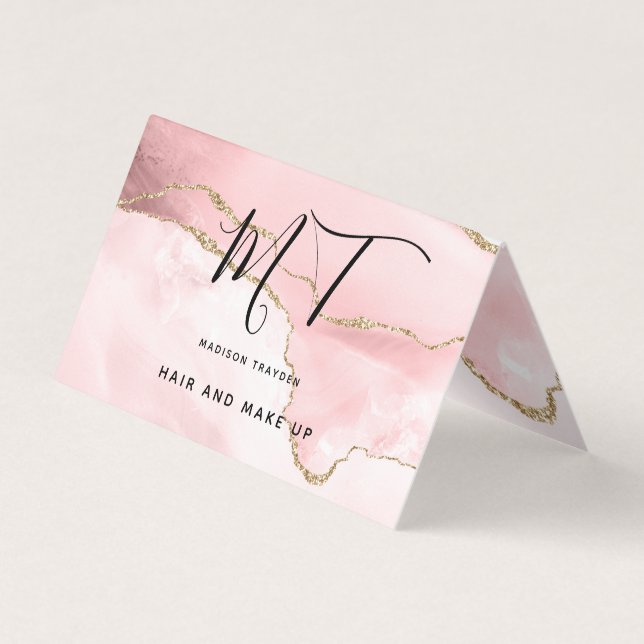 Stilvolle Rose Gold Glitzer Makeup und Friseur Sal Visitenkarten (Vorderseite)