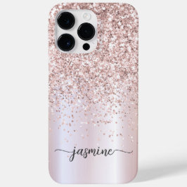 Stilvolle Rose Gold Glitzer Monogram Name Script Case-Mate iPhone 14 Pro Max Hülle