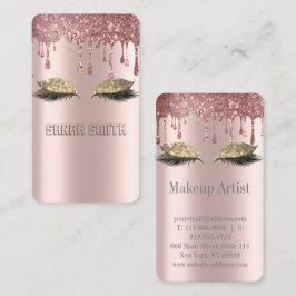 Stilvolle Rose Gold, Glitzer Tropfen Eyelashes Visitenkarte