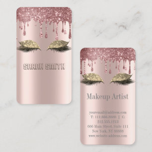 Stilvolle Rose Gold, Glitzer Tropfen Eyelashes Visitenkarte