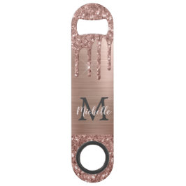Stilvolle Rose Gold Glitzer Tropfen Mit Monogramm Speed Flaschenöffner