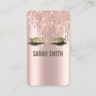 Stilvolle Rose Gold, Glitzer Tropfen Wimpern Visitenkarte