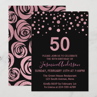 Stilvolle Rose Gold Imitats Foil 50. Geburtstagspa Einladung