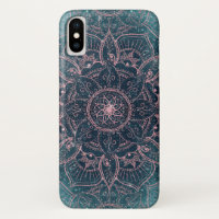 Stilvolle Rose Gold Mandala Blauer Nebel Sterne