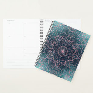 Stilvolle Rose Gold Mandala Blauer Nebel Sterne Planer