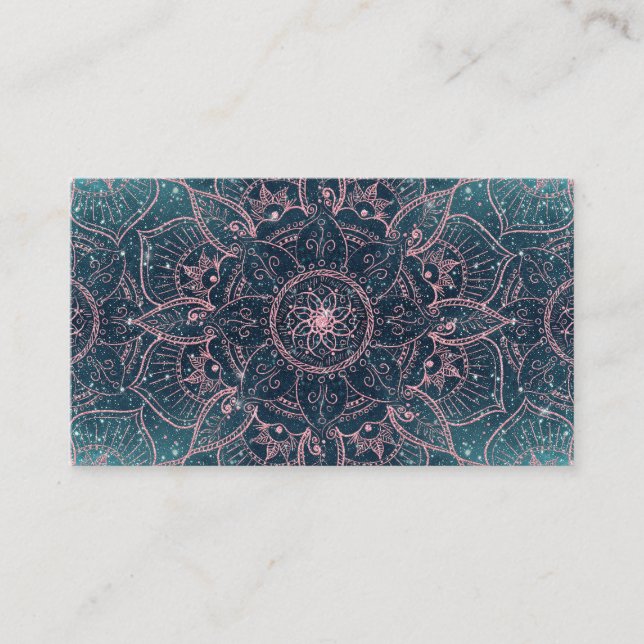 Stilvolle Rose Gold Mandala Blauer Nebel Sterne Visitenkarte (Vorderseite)