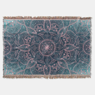 Stilvolle Rose Gold Mandala Blauer Nebel Sternende Decke