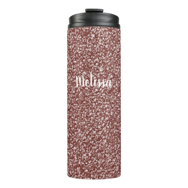 Stilvolle Rose Gold Thermal Tumbler Imitats Glitze Thermosbecher (Vorderseite)