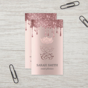 Stilvolle Rose Gold Tropfen Lotus Visitenkarte