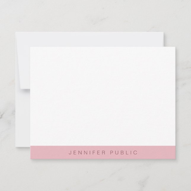 Stilvolle Rose Gold Weiße Minimalistische Moderne  Mitteilungskarte (Vorderseite)