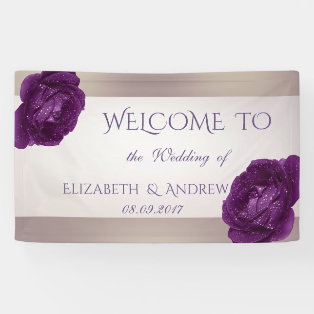 Stilvolle Rose Hochzeitsbanner Banner (Horizontal)