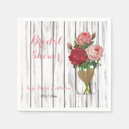 Stilvolle Rose Mason Jar Brautparty Serviette