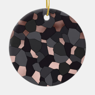 Stilvolle Rose mit grauem und schwarzem Mosaik Keramik Ornament