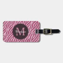 Stilvolle Rose Rosa Zebra Print Monogram und Name