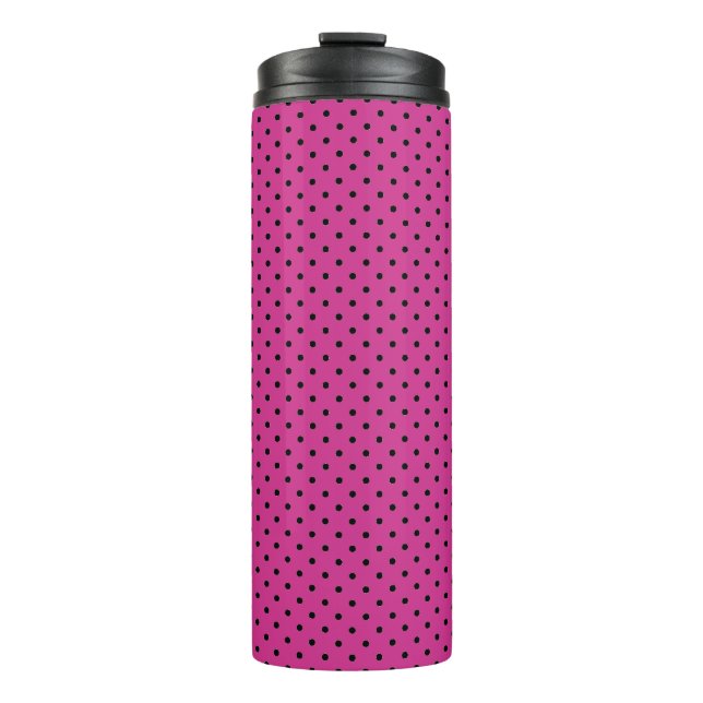 Stilvolle Rose Violet und Black Dots Thermosbecher (Vorderseite)